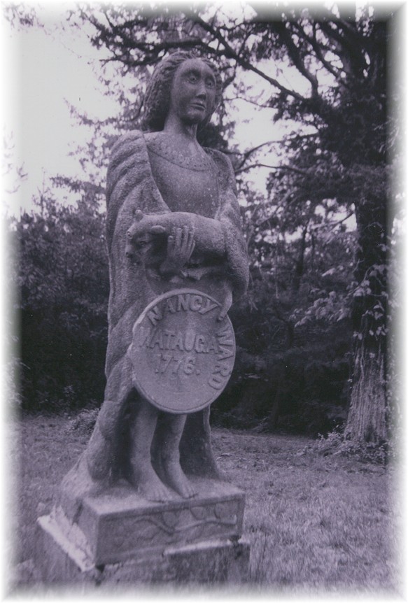 Nancy Ward Statue: Said to have been made just after 1900 by a descendent of Nancy Ward but was placed on a white woman's grave for approximately 70 years - before being stolen